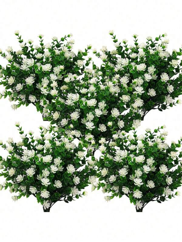 6/1pc 35cm/13.78" Artificial Fake Flowers, Artificial Boxwood Plants Imitation Outdoor Plastic Plants, UV Resistant Bushes, Fake Outdoor Plants For Indoor And Outdoor Decoration, Table Centerpiece Vase, Bookshelf, Bedroom, Wedding Celebration Bouquet, Outdoor Garden Decoration, Mother's Day Gift