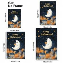 1 Piece,Halloween Ghost Drinking Hot Cocoa Around The Stars, Modern Frameless Art Decoration Painting, Printed Posters Mural, Waterproof Canvas,Suitable For Home, Office, Bedroom, Living Room, Study, Bathroom, Bar, Wall Arts And Home Decoration, Is An Ideal Holiday Gift Halloween Decor Fall Decor Room Decor