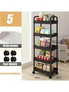 Trolley Shelves For Kitchens, Home Floors, Bedrooms, Snack Racks, Mobile Bathrooms, Toilets, Storage Shelves - Multicolor - View 9