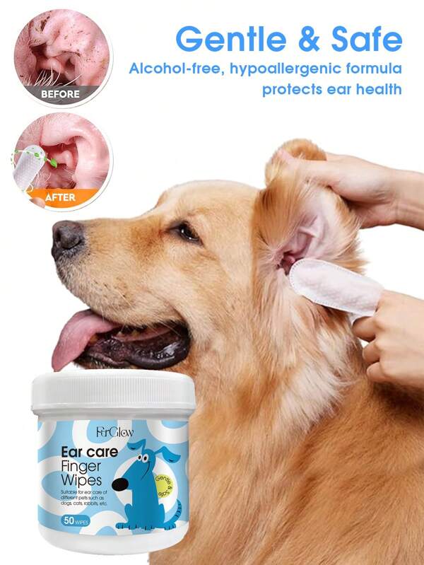 FurGlow 50 pièces Lingettes douce et sûre pour un nettoyage en profondeur et l'élimination des odeurs pour chiens, chats et petits animaux de compagnie