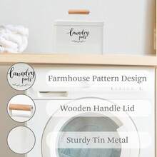 New  Laundry Pods Container, Farmhouse Laundry Pods Holder  Lid For Laundry Room Dr And Accri, Metal Detergent Pods Container For Laundry Room Anization And Storage (Cream, Pods) - Cream  Pods - View 2