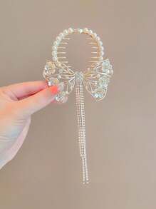 1 Pezzo Fermaglio per capelli a fiori, accessorio per capelli con perle finte, adatto per donne e ragazze, pinza per capelli a fiocco con nappina a forma di fiore di Camelia, accessori estivi, da viaggio, fermagli, fermagli per capelli, molletta per capelli