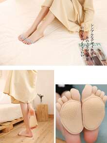 2 件女式前掌五指腿套、高跟隐形分趾腿套、硅胶防滑全趾腿套、天鹅绒袜套