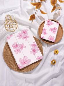 水彩粉色绣球花图案平板电脑保护套，兼容 iPad 9.7/10.2/10.5/10.9/12.9/Pro 11（第十代）、Galaxy Tab S6 Lite 10.4 英寸、Kindle Paperwhite（第十二代，2024 年发布）、Kindle（第十一代，2022 年发布），柔软防震保护，智能支架/自动唤醒/睡眠功能