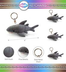 NewPuzzled Shark Plush Keychain Stuffed Animal Toy - Soft Fur Ocean Life Animal Grey Shark Charm Keyring, Cute Decorative Plush Toy Accessory Fun Buddy For Kids Bag, Purse, Backpack, Handbag - 4 InchesSeasonal Gifts - 1 - 查看 2
