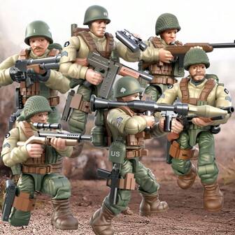 Figuras de acción de soldado a escala 1/35 con kit de armas en miniatura, juego de pistolas de juguete para niños, juego de bloques de construcción para juego de roles