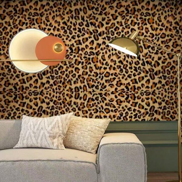1 Rolle personalisiertes und modisches selbstklebendes Leopardenmuster Tapete für Wohnzimmer, Küche, Schlafzimmer, Badezimmer Dekoration, dickeres PVC, leicht zu entfernen und zu reinigen, Kontaktpapier, Vinylfolie, wasserfest und fleckresistent, Möbel Renovierung, DIY Heimdekoration, handgefertigte ästhetische Aufkleber, 45 cm x 100 cm / 300 cm / 500 cm Tapete, Wandaufkleber, Wanddekoration