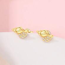 1 paire de boucles d'oreilles en argent sterling S925 doré, boucles d'oreilles perles, coquillage d'amour, vis de mer, étoile de mer, papillon scintillant, boucles d'oreilles zirconium. Bijoux élégants pour dames, cadeau pour fête, mariage, meilleur choix