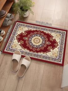 1 Piece Bohemian Style Red Crystal Velvet Rug, 850g/㎡ 0.8cm Thick, Rectangular, Non-Slip & Washable, Decorative Carpet For Living Room, Kitchen, Dining Room, Office, All Seasons