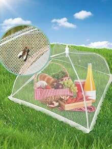 2pcs Large Pop-Up Mesh Food Covers, White Nylon & Plastic Breathable Collapsible Food Umbrella Tents, Ideal For Outdoor Dining, Camping, BBQ, Insect-Free Cooking Parties, Picnics, Ramadan - Foldable & Washable | Perfect For Outdoor Picnics, BBQs And Gatherings | Insect-Proof | Transparent Mesh Design | Portable Food Gazebo (Color & Style Randomly Sent) - White - View 5