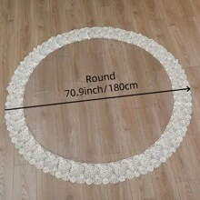 1pc Premium Transparent Thin PVC Tablecloth With Beige Lace Big Flower Edge, Round, Elegant & Practical For Party, Wedding, Birthday, Christmas And Daily Use, Size Options: 59.0/70.9/78.7 Inch