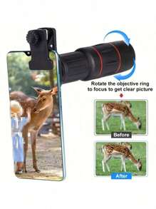 18X25 Telephoto Mobile Phone Lens With High-Power Zoom, Which Is Perfectly Suitable For Outdoor Photography During Camping. Compatible With Iphone Android Phone For Summer Vacation, Travel, Creative Photography, Social Media Content, Vlogging Phone Accessories