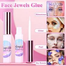 Face Makeup Glue For Rhinestones, Cosmetic Face Glitter Glue Long Lasting Waterproof Face Glue Adhesive For Eye Jewels Face Gems Rhinestone Chunky Body Glitter - 1 - View 2