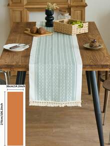 1 tấm khăn trải bàn hình thoi jacquard màu xanh lá cây, trang trí bàn ăn nhà bếp theo phong cách trang trại Mỹ, hình chữ nhật có tua rua ở đầu, thích hợp cho các ngày lễ, tụ họp, sinh nhật, đám cưới và trang trí nhà cửa (nhiều kích cỡ để lựa chọn) - màu xanh lá - Xem 13