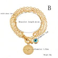 Dubai Gold Rhombus Chain Coin Accessory, Blue Crystal Eye Pendant Charm Bracelet, OT Bracelet, Devil's Eye Necklace Earrings, Unisex Jewelry Wholesale - Gold - View 6