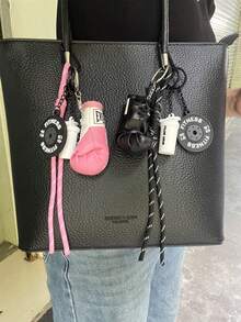 迷你健身套装运动杠铃和拳击手套编织绳钥匙扣包饰，男女皆宜，健身爱好者的完美选择，男女皆宜的理想礼物，适合装饰背包 - 彩色 - 查看 3