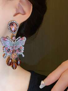 Andkiss 1 Paar übertriebene hochwertige vintage süße und coole Schmetterling geometrische Wassertropfen Quasten Ohrringe