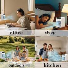 Aire acondicionado portátil, AC portátil personal con 2 velocidades y 2 modos de niebla, enfriador de aire recargable con batería de 1800mAh, aire acondicionado portátil silencioso para habitación, coche, oficina y exteriores, color blanco