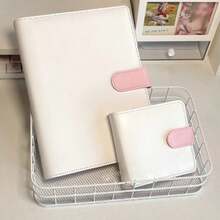 A5 Size PU Binder With 20pcs Sleeves, 3inch 5inch Ring Organizer Postcard Album - White & Pink, Autograph Collection Book, Graduation Photo Album, Life Photo Storage, Birthday Gift, Memorabilia - White - View 3