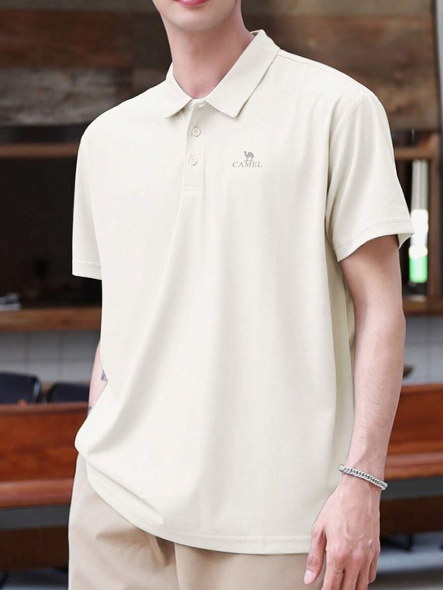 CAMEL CROWN Tricou polo pentru bărbați, cu uscare rapidă, primăvară și vară, cu mânecă scurtă, pentru exterior, cu uscare rapidă, sport casual, cu guler.