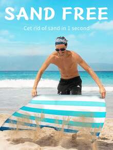 1pc Extra Large Blue & White Striped Beach Towel, Ultra Soft & Fine Microfiber, Lightweight & Absorbent, Ideal For Beach, Pool & Hot Tub | Travel Set, Pool Side Essential | Striped Pattern | Pill-Resistant Fabric, Beach Towel - Multicolor - View 12