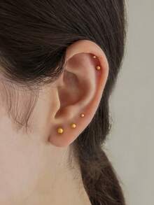6 Cặp bông tai đinh tán tròn bằng thép không gỉ Zirconia trong suốt dành cho phụ nữ, Bộ bông tai sụn Tragus Daith hình quả bóng nhỏ thời trang dành cho bé gái Quà tặng trang sức - Vàng - Xem 3