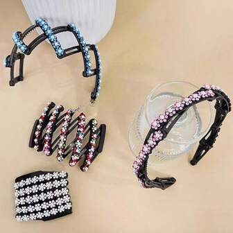 1/2 stuks opvouwbare hoofdband met strass en tanden, verstelbare, antislip haaraccessoires voor het wassen van het gezicht, haarband voor vrouwen, haaraccessoires, haarband