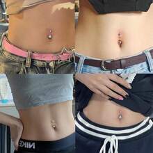 肚脐穿孔套装 肚脐穿孔枪套装 肚脐环 家用自助肚脐穿孔枪 不锈钢肚脐环 - 白色 - 查看 5