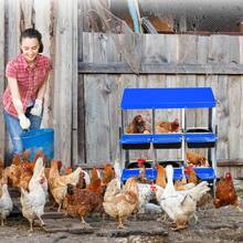 Chicken Nesting Box, Multi Compartments Nesting Boxes For Chickens, Chicken Laying Boxes, Roll Away Nesting Box For Chickens Laying Egg With Lid Cover To Protect Eggs - Blue 6 Holes có chân - Xem 2