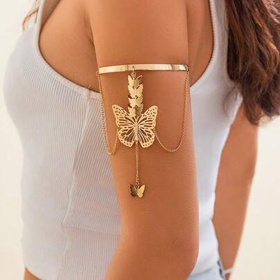 Gothic Style Butterfly Armband, Creative Vintage Geometric Armlet Bracelet, Dunhuang Flying Fairy Photo Prop Valentine's Day Accessories
