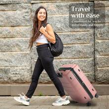 Sweetcrispy Carry On Luggage, Hard Shell ABS, Double Spinner Wheels Lightweight Suitcase TSA Lock 3-PCS Set (20/24/28 Inch), Luggage Set - 粉色 - 查看 7