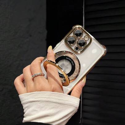 奢华电镀透明紫色手机壳，带磁吸指环支架，防震防摔，柔软硅胶银色边框，兼容 16/16E/16 Pro/16 Pro Max/16 Plus/15/14/13/12/11/X/XS/XR/8/7、Galaxy S25/S24/S23/S22/S21/A55/A54/A53/A52/A35/A34/A23/A16/A15/A14/A13/A12/A05S/FE/Ultra/4G/5G、Redmi/Honor/MOTO/OPPO/Infinix 等品牌手机。