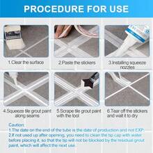 Kit de 2 paquetes de 4 oz de sellador de silicona a prueba de agua transparente de 8 oz, reparación de juntas de azulejos, incluye raspador para retirar el cemento de las juntas, a prueba de contracción y grietas para baño, ducha, cocina y piso - Blanco - Ver 7
