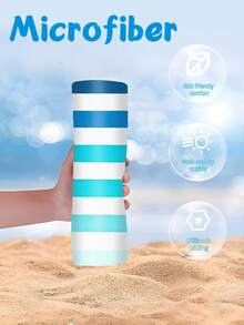 1pc Extra Large Blue & White Striped Beach Towel, Ultra Soft & Fine Microfiber, Lightweight & Absorbent, Ideal For Beach, Pool & Hot Tub | Travel Set, Pool Side Essential | Striped Pattern | Pill-Resistant Fabric, Beach Towel - Multicolor - View 10