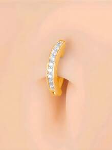 1 pieza de material de cobre con incrustación de zirconio amarillo dorado, aro de ombligo inverso de 14G con barra curva para ombligo, joya para el Body de las mujeres, con una superficie muy suave y cómoda de usar, apropiada para usar en joyas en bodas