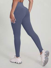 MASKERT "Yoga Pants" Women's High-Waisted Cross-Waist Design Tummy Control Workout Leggings, 7/8 Length For Pilates/Running/Dance