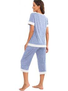 S.PrinStory Women's Pajama Set Short Sleeve Shirt And Pants Sleepwear Pjs Sets Lounge Set - Dark Grey - View 11