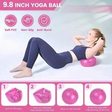 Conjunto de 11 Peças de Anel Pilates - Equipamento de Fitness Doméstico para Mulheres - Elástico de Resistência de Quadril, Bola de Fitness Pilates Mini Yoga de 25cm, Meias de Yoga, Banda de Alongamento, Folha de Força, Bolso com Cordão. Adequado para exercitar as pernas, braços, coxas, etc. em casa.