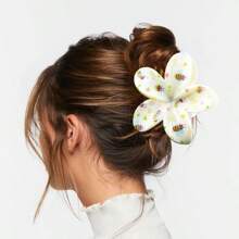1pc Fashionable Floral & Bee Print Hair Clip - Y2K Style Chic Hair Accessory, Cute Flower Hair Clip For Women, Durable Resin Flower Hair Barrette, Ladies Summer Hair Clip Fashion Hair Accessories Flower Claw Clips