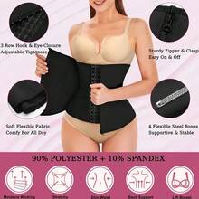 可调节腰部支撑带 - 透气聚酯纤维混合背部训练带，带钩和圆形扣，手洗健身护具，提高运动表现，健身器材 - 黑色 - 查看 2