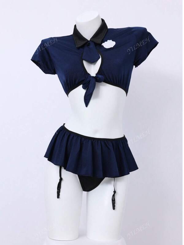 Sexy Polizei Rollenspiel Kostüm & Lingerie Set, Dessous Outfit