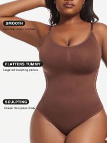 1 pieza Body moldeador sin costuras para mujer de talla grande con control del abdomen, cintura aplanada y efecto reductor, entallado de abdomen, entrenador de cintura con tanga moldeadora