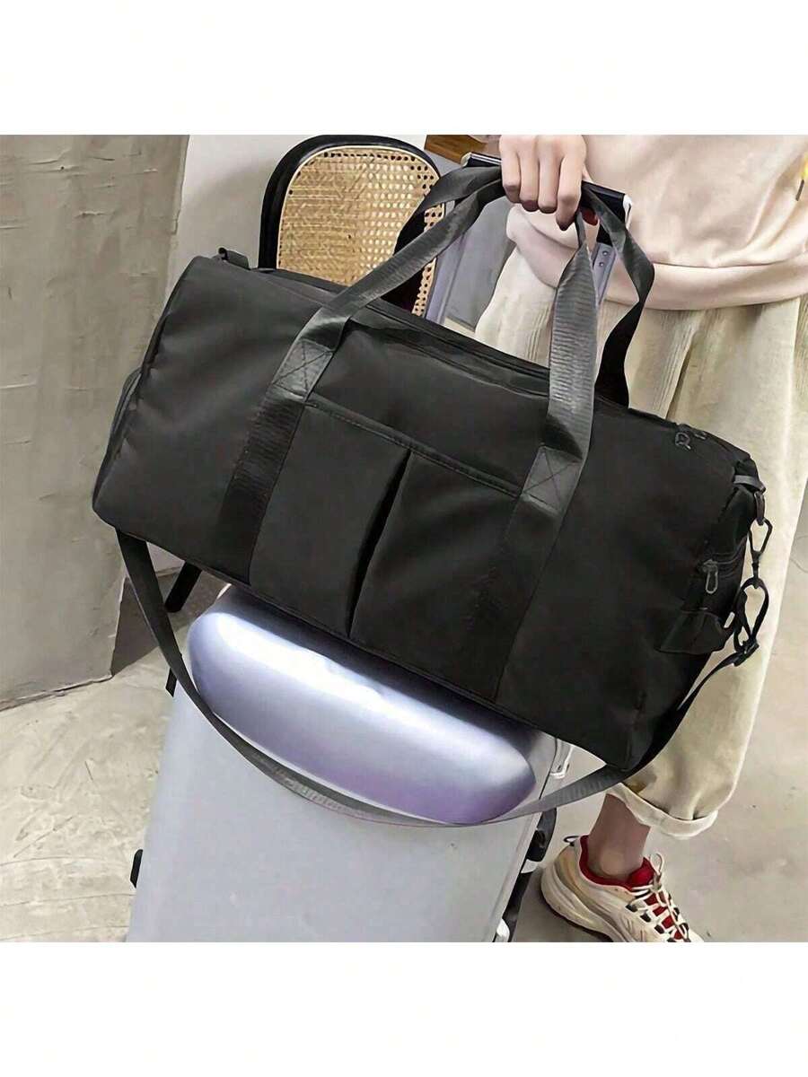 1 pieza Bolsa de viaje multifuncional de gran capacidad, bolsa de yoga/gimnasio con compartimentos separados para seco y húmedo, correa para equipaje para deportes de corta distancia