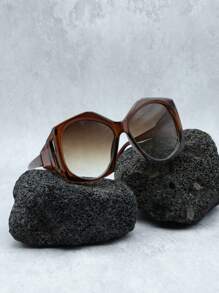 Óculos de Moda Feminina Retro Assimétricos com Armação Cinza, Óculos Decorativos Estilosos de Rua Chique, Adequados para Uso Diário