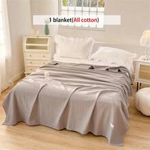 1 件柔软舒适的华夫格纱布毯，亲肤，纯色，适合床、沙发、枕头 - 非常适合放松和依偎 - 雲灰色 - 查看 5