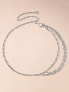 1pc Coin Metal Waist Chain, Suitable To Match With Pants - Silver - View 2