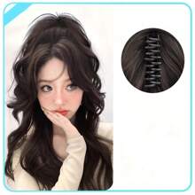 Pinzas para el cabello con cola de caballo alta, peluca sintética de corona esponjosa alta, peinado con media trenza en cascada, accesorios de estilo para dar volumen al cabello largo para mujeres, accesorios para el cabello elegantes, pinzas de moda para el cabello, casuales