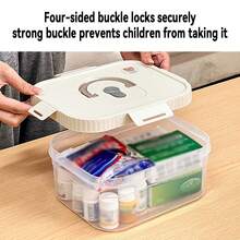 1 件透明塑料药品收纳盒带储物托盘，多功能便携式大容量药品整理盒带手柄，密封防尘防潮药品容器，可堆叠空急救箱，适用于家庭 - 彩色 - 查看 8