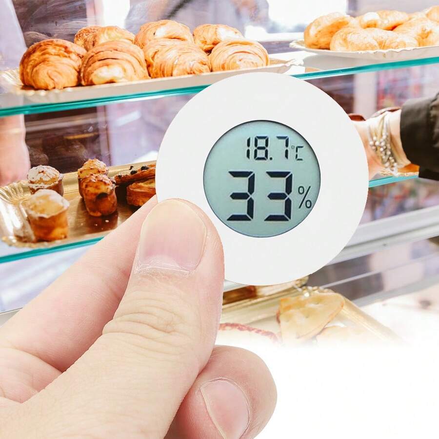 Mini termómetro higrómetro digital circular con pantalla LCD integrada, medidor de temperatura y humedad para interiores, color blanco Termómetro, higrómetro§Humedad, temperatura, medidor§LCD, termómetro, higrómetro§digital, termómetro, higrómetro§Humedad, temperatura, comprobador - Blanco - Ver 1