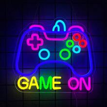 Insegna al neon da gioco, Game On/Game Zone/Game Time, luci al neon a LED da usare per la decorazione della stanza di ragazzi adolescenti, decorazione da parete rosa in stile cyberpunk per giochi di tiro, da usare in camera da letto, sala da gioco, feste di compleanno, zona di gioco, decorazioni per feste di giocatori, alimentato tramite USB riutilizzabile, con accessori inclusi e facile da installare.